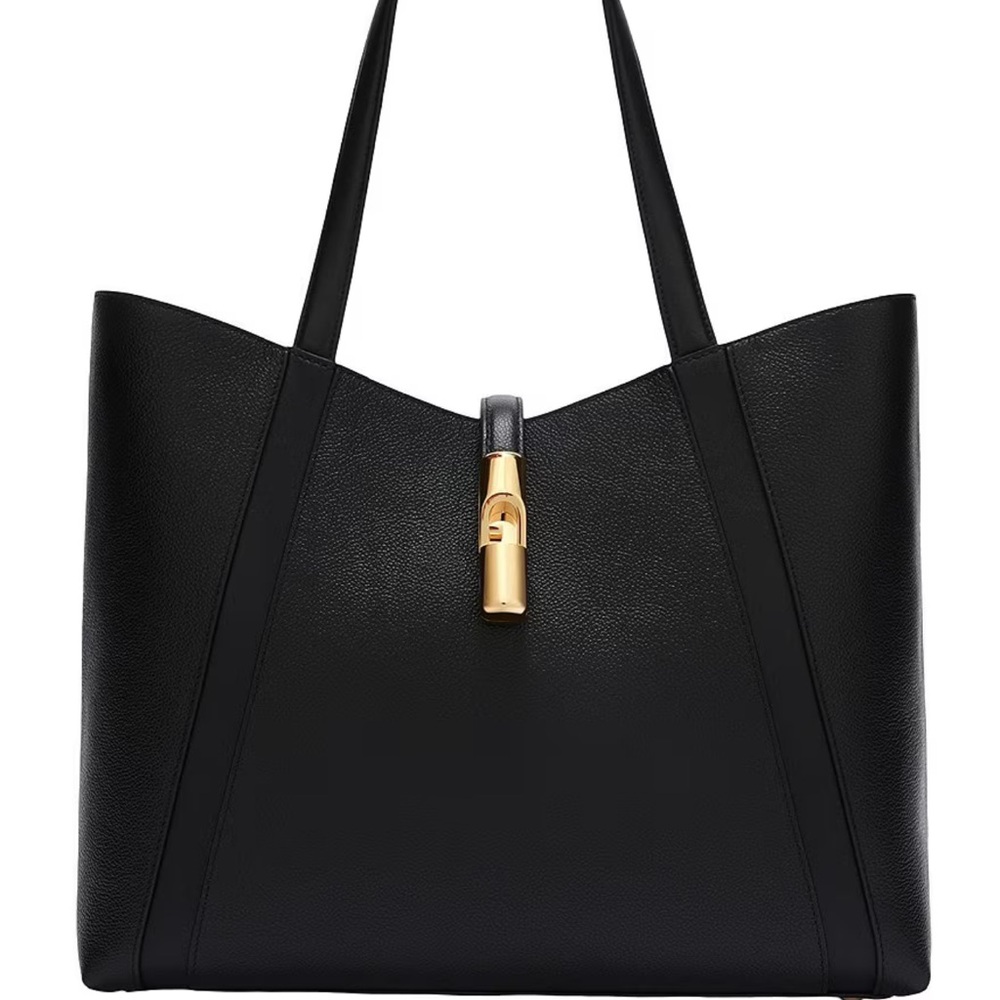 Furla Goccia Black Leather Tote Bag